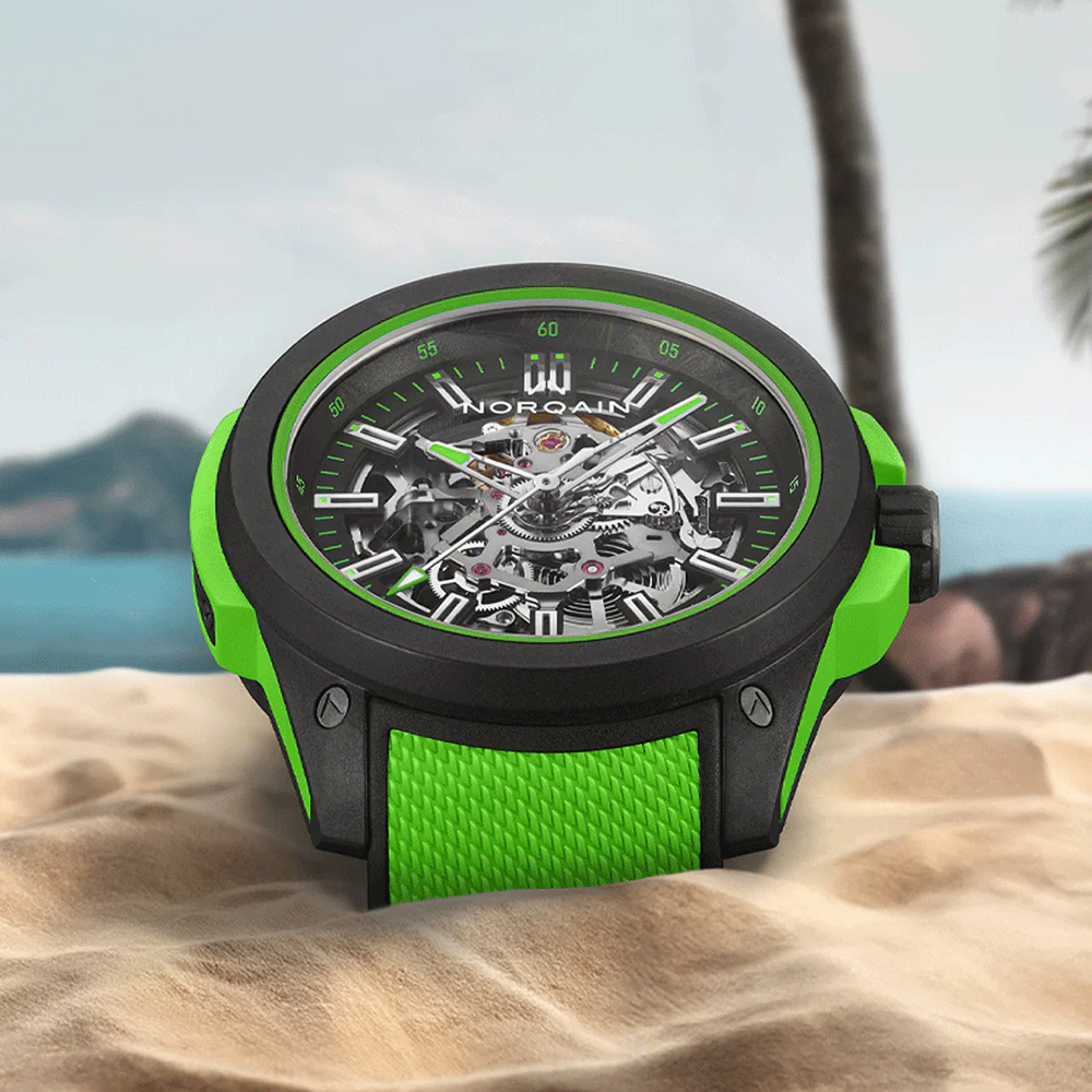 Norqain Wild One Skeleton Gecko Green Rubber 42 mm Watch