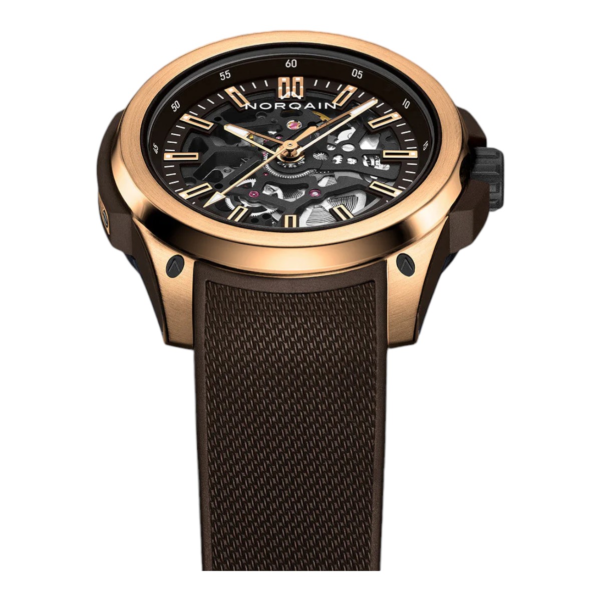 Norqain Wild One 42mm Men's Watch, Gold Skeleton Dial