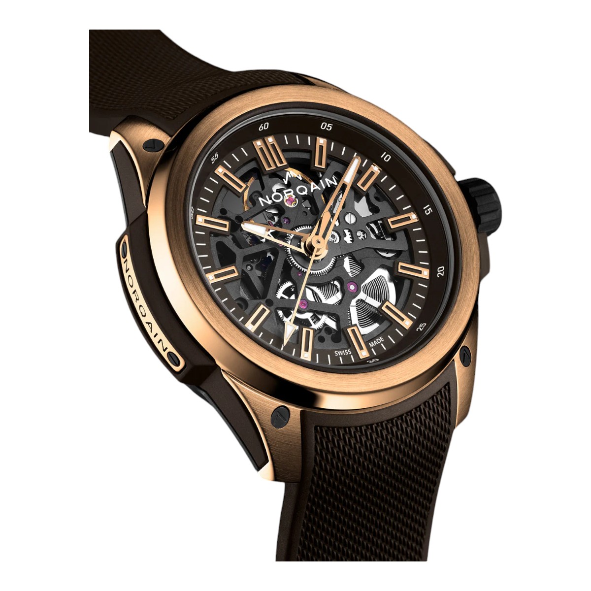 Norqain Wild One 42mm Men's Watch, Gold Skeleton Dial