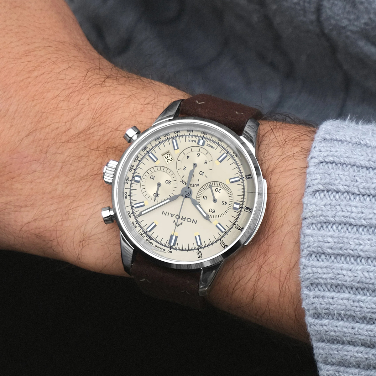 Norqain Freedom 60 Chronograph 42mm Watch, Cream Dial