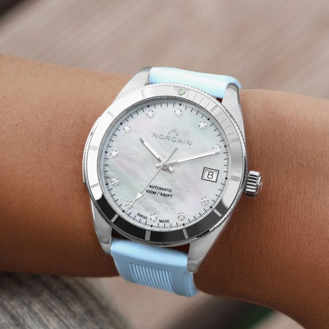 Norqain Adventure Sport 37mm Watch, Mother of Pearl Diamond Dial
