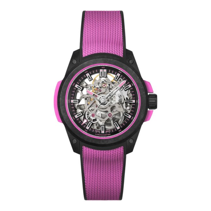 Norqain Wild One Skeleton 39mm Watch, Hyper Pink Dial