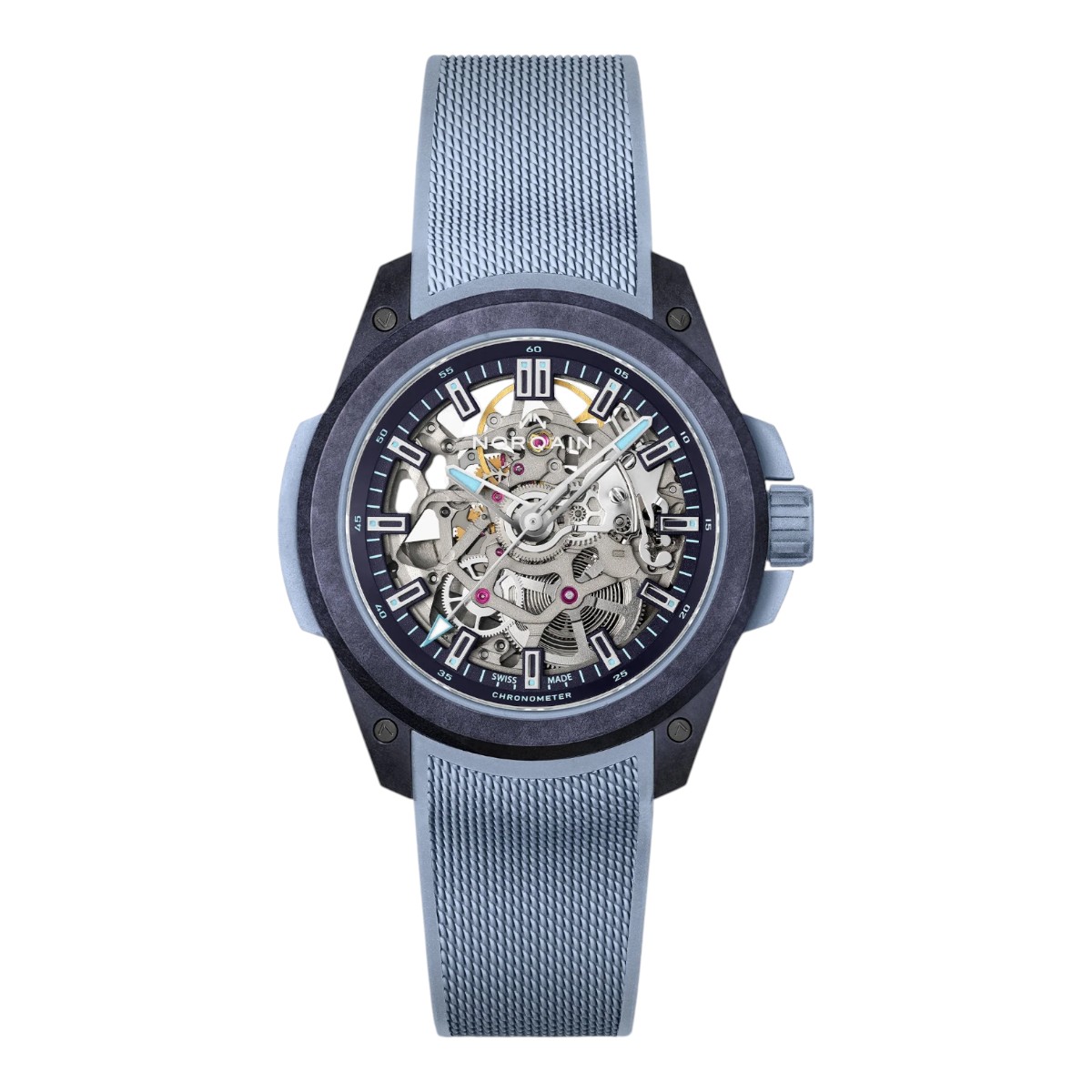 Norqain Wild One Skeleton 39mm Watch, Purple Ice Blue Dial