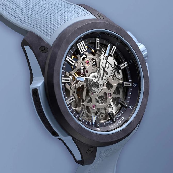 Norqain Wild One Skeleton 39mm Watch, Purple Ice Blue Dial | N3001