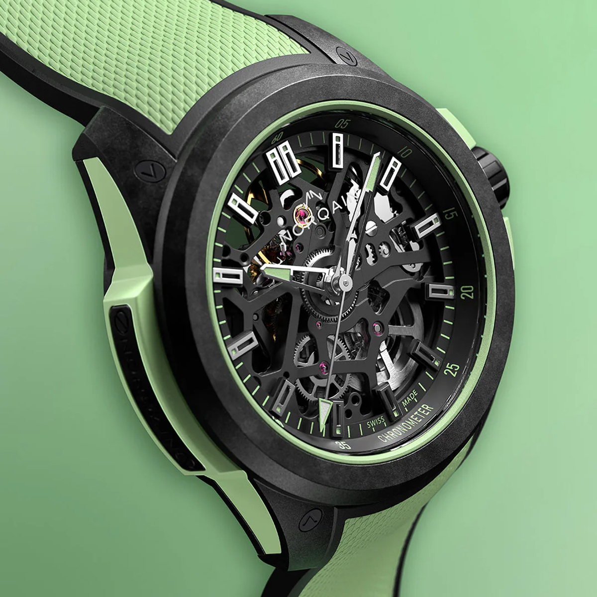 Norqain Wild One Skeleton 39mm Watch, Limited Edition Mint Dial