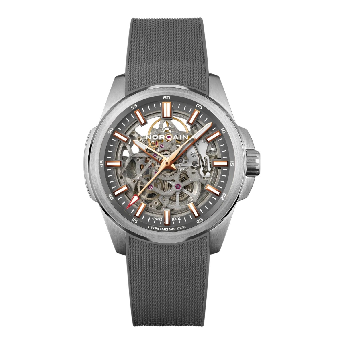 Norqain Independence 42mm Men's Watch, Grey and Gold Skeleton Dial
