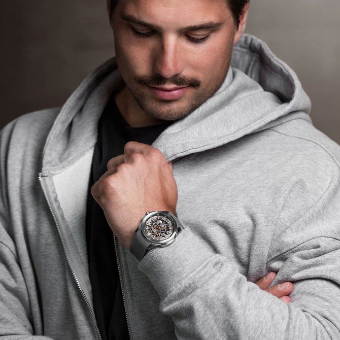 Norqain Independence 42mm Men's Watch, Grey and Gold Skeleton Dial