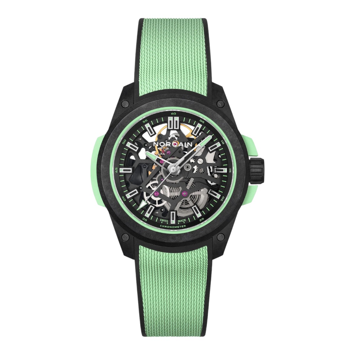 Norqain WILD ONE Limited Edition 39mm Men's Watch, Green and Black Skeleton Dial