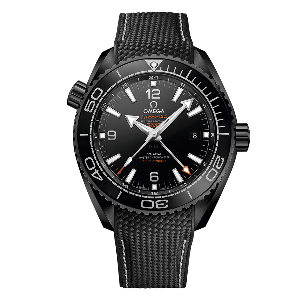 Omega Deep Black Seamaster Planet Ocean 600m Co-Axial Master Chronometer GMT Watch, 45.5mm