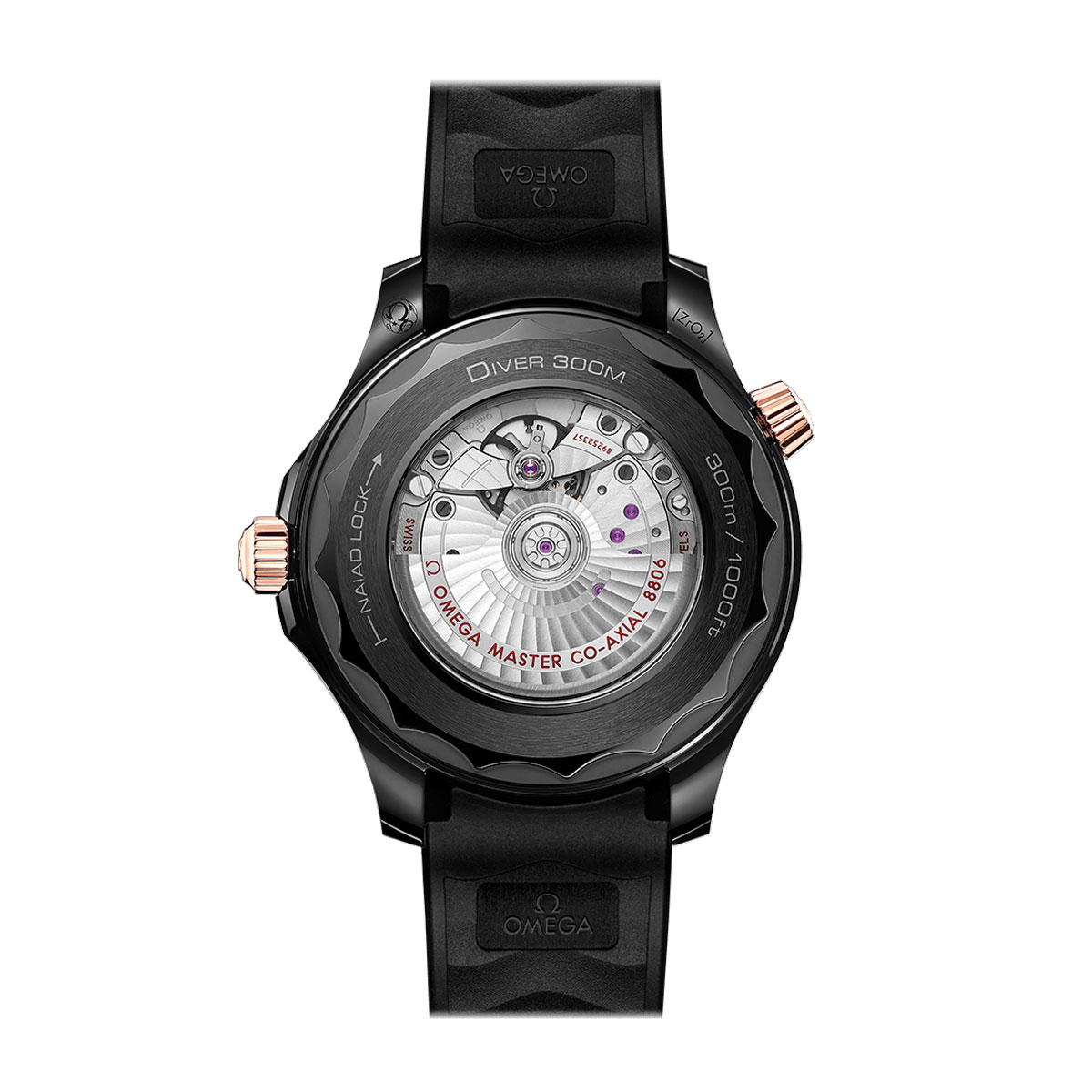 Omega Seamaster Diver 300m Co-Axial Master Chronometer 43.5mm Men's Watch, Black and Rose Gold Dial