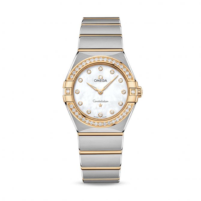 Omega Constellation Quartz 28mm Watch, Diamond and Mother of Pearl Dial