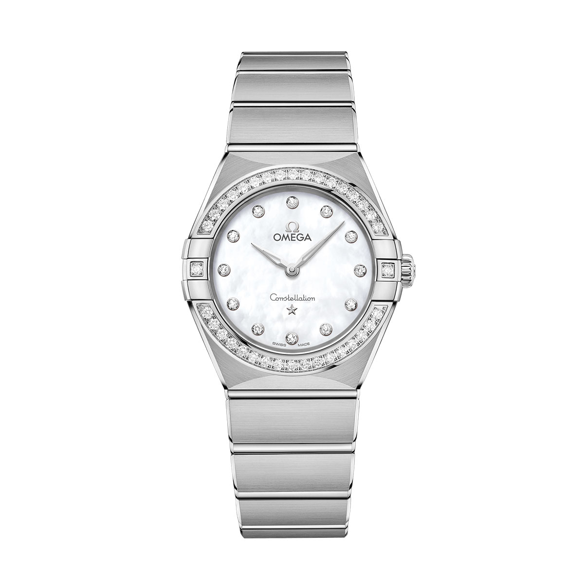 Omega Constellation Quartz 28mm Watch, White and Diamond Dial
