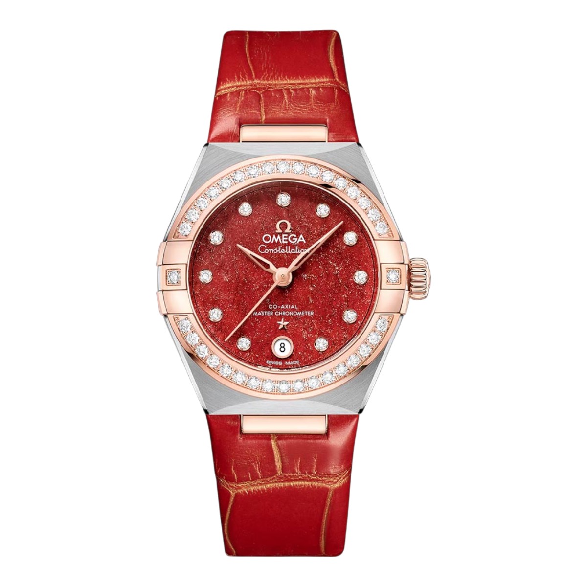 Omega Constellation 29mm Women's Watch, Diamond and Red Dial