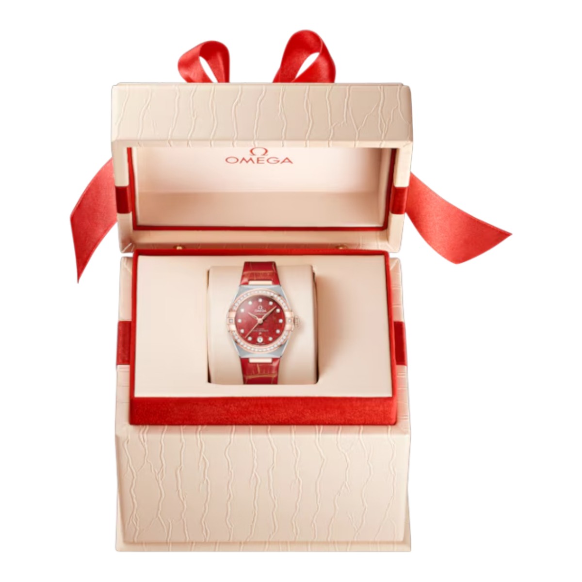 Omega Constellation 29mm Women's Watch, Diamond and Red Dial