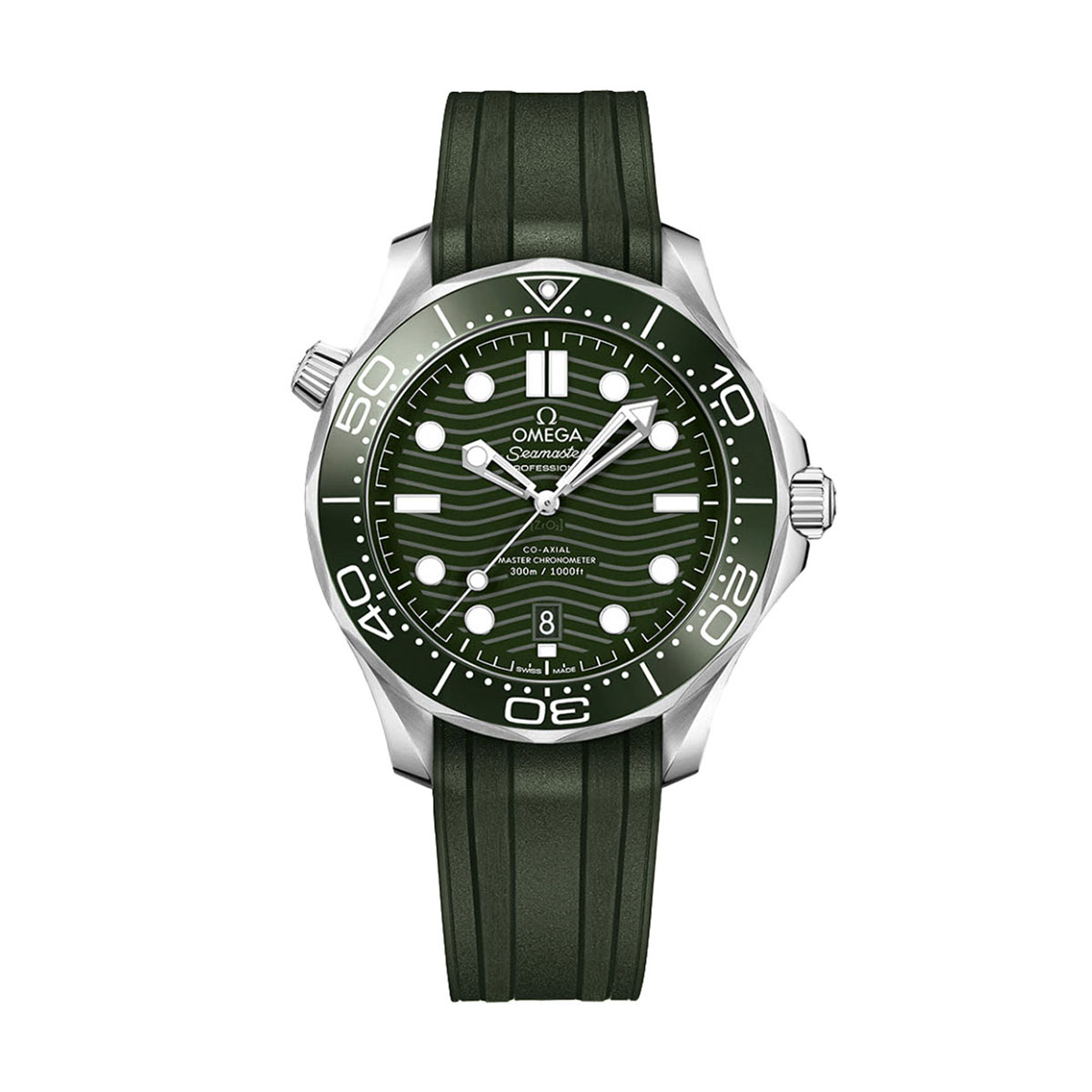 Omega Seamaster Diver 300m Co-Axial Master Chronometer 42mm Men's Watch, Green Rubber Band