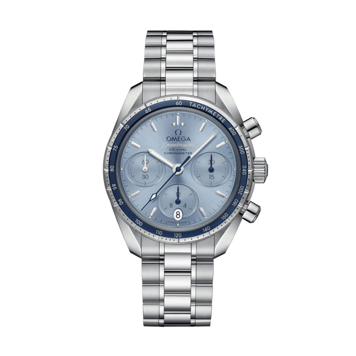 Omega Speedmaster 38 Co-Axial Chronometer Chronograph 38mm Men's Watch, Light Blue Dial