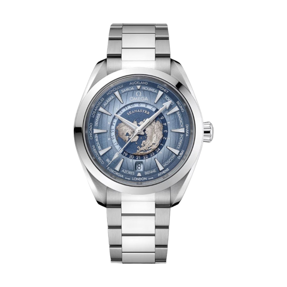 Omega Seamaster Aqua Terra 150m Co-Axial Master Chronometer GMT WorldTimer 43mm Watch, Blue Dial