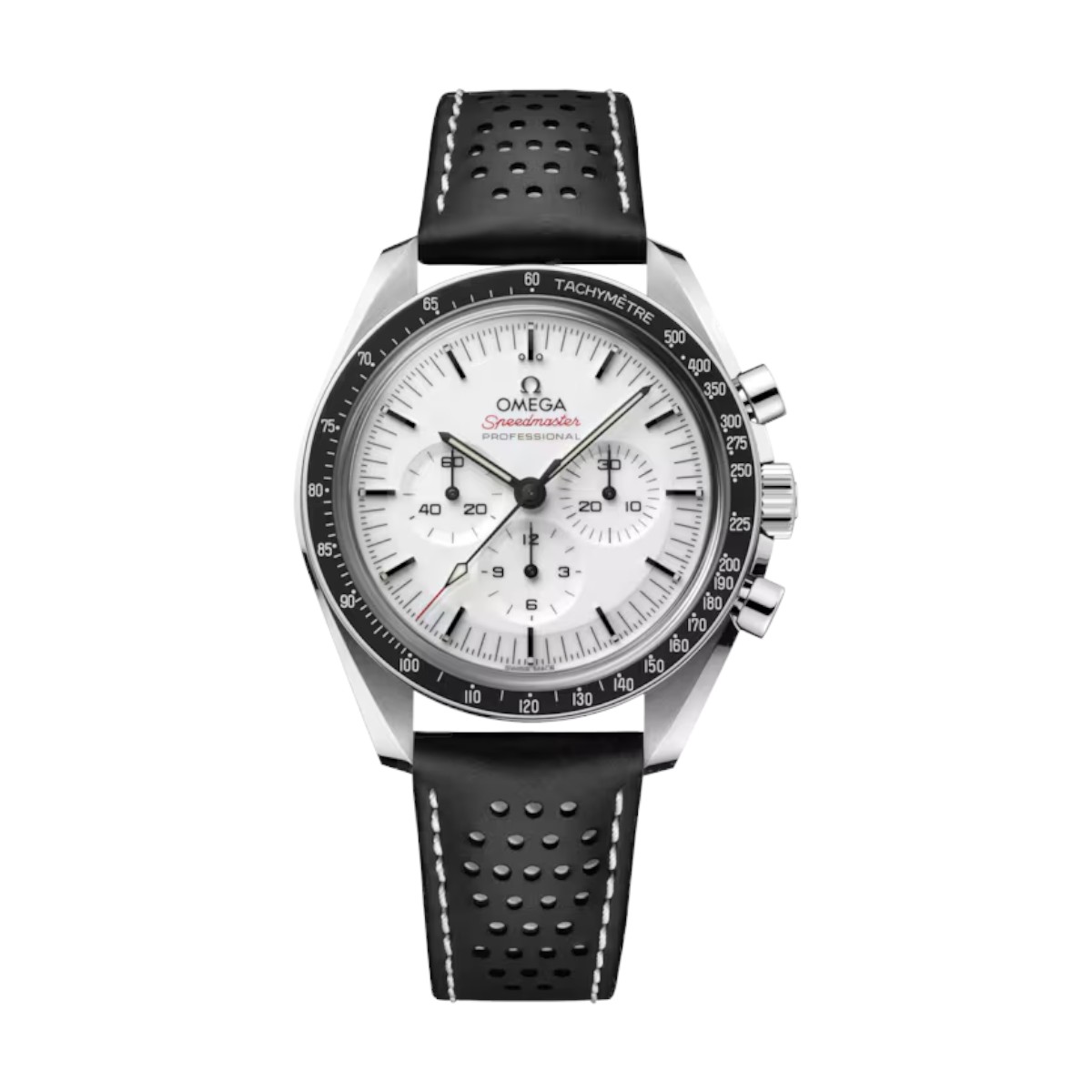 Omega Speedmaster Moonwatch Professional 42mm Men's Watch, White Dial and White Stitch Rubber Strap