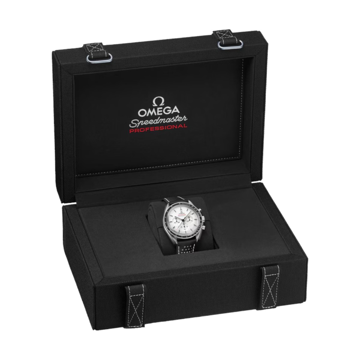 Omega Speedmaster Moonwatch Professional 42mm Men's Watch, White Dial and White Stitch Rubber Strap