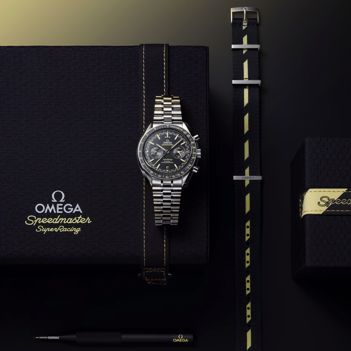 Omega Speedmaster Super Racing 44.25mm Watch, Black Dial