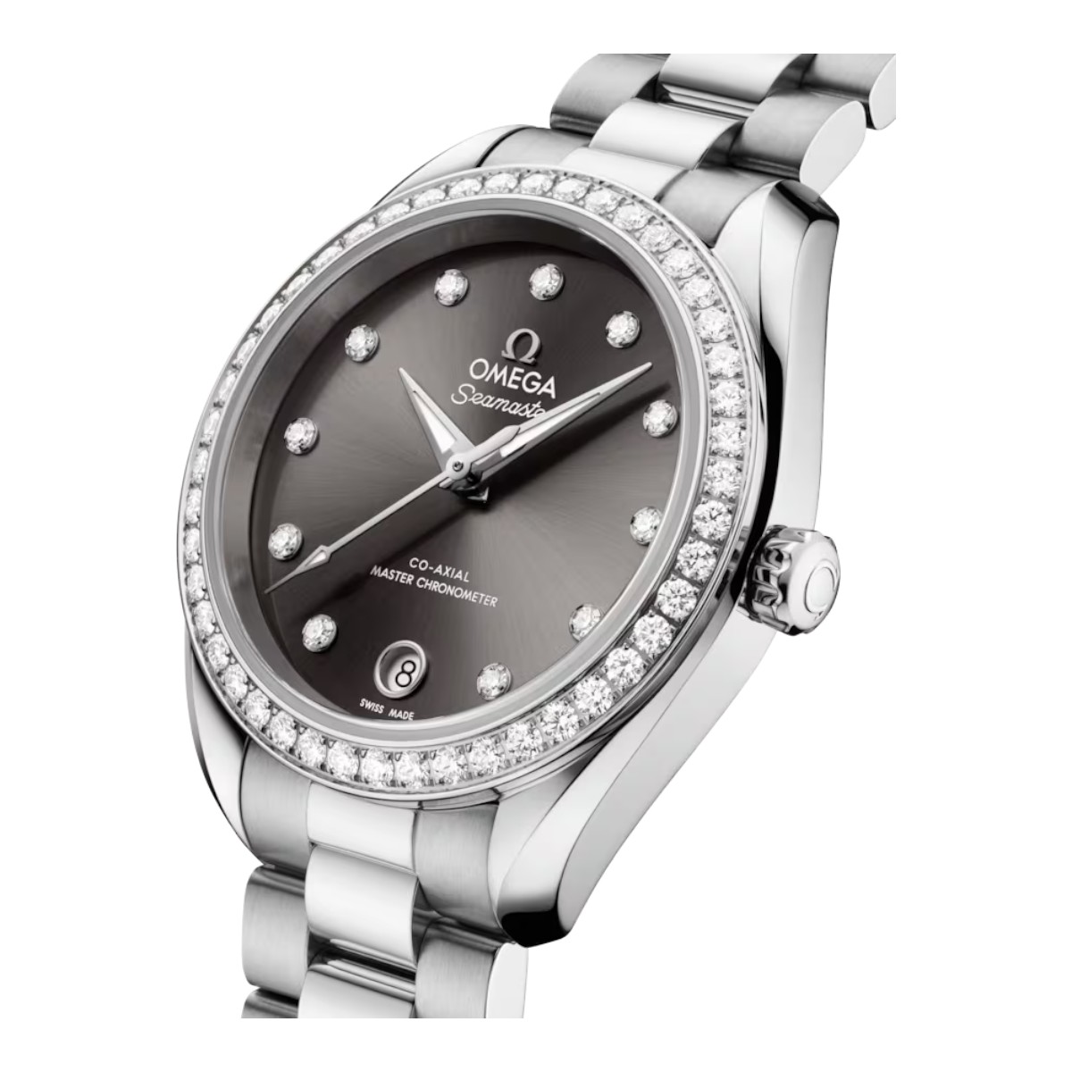 Omega Seamaster Aqua Terra 150m 30mm Women's Watch, Diamond and Grey Dial