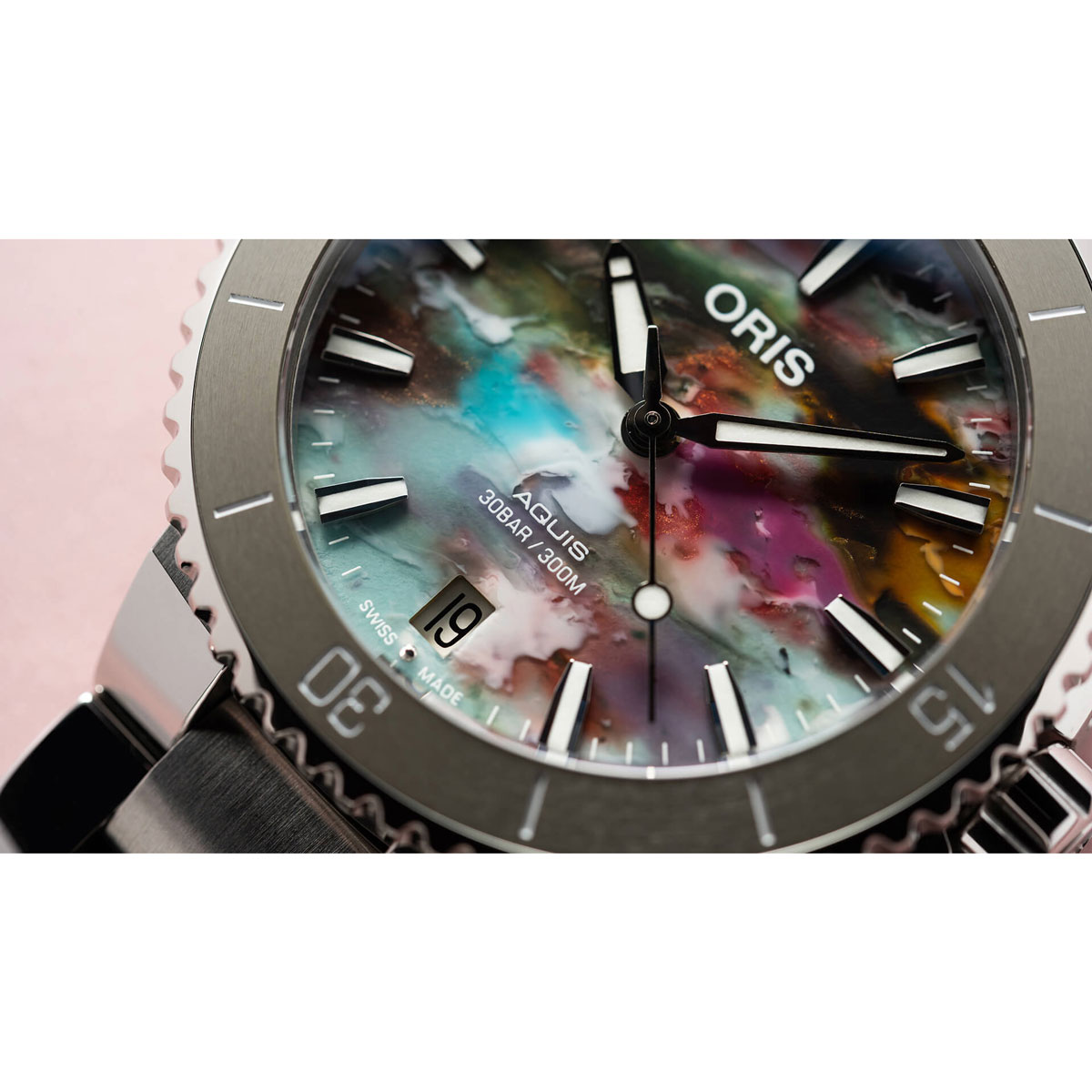 Oris Watches Aquis Date 41.5mm Watch, Multicolor Splatter Dial