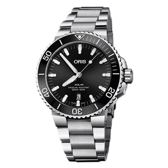 Oris Watches Aquis Date 43.5mm Watch, Black Dial
