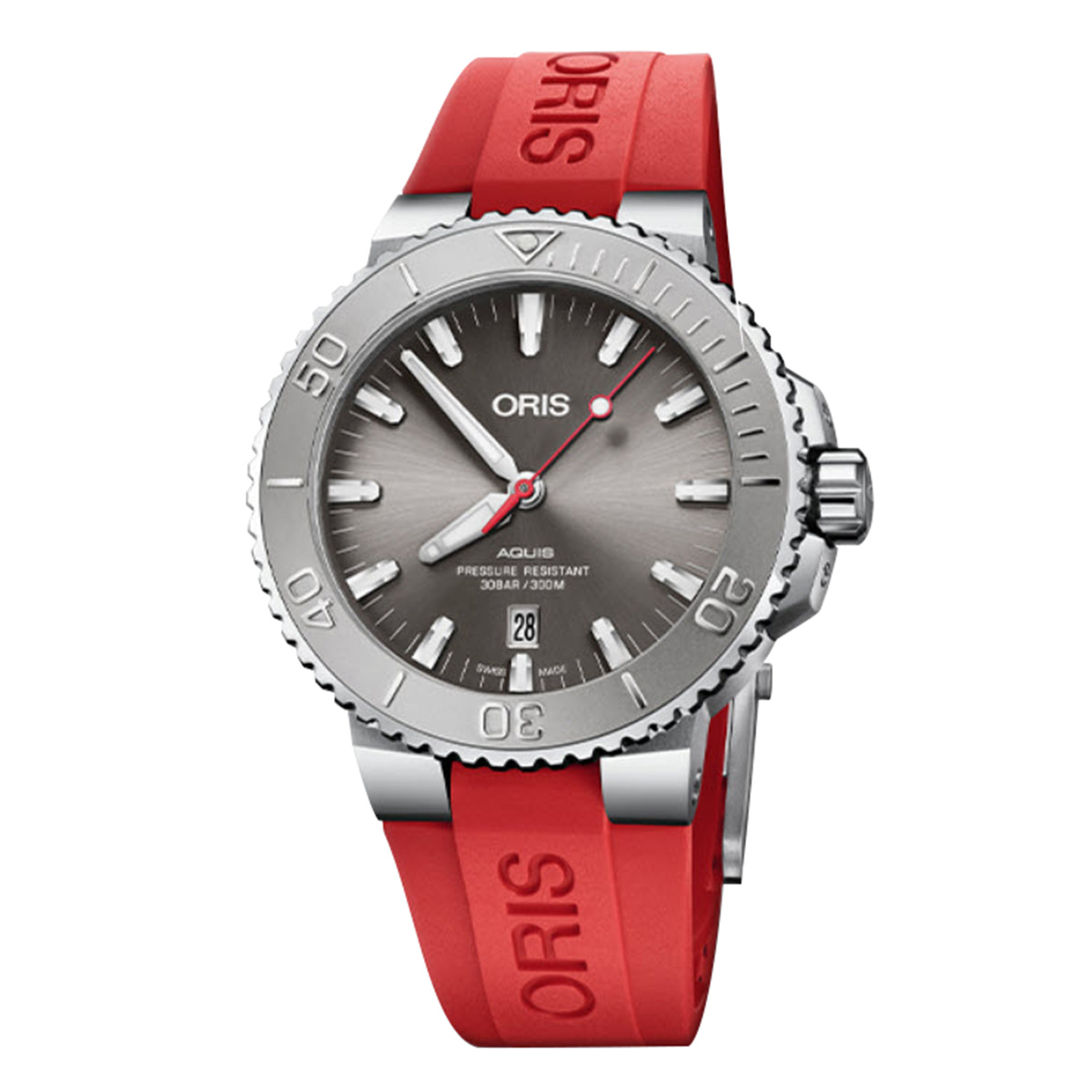 Oris Watches Aquis Date Relief 43.5mm Watch, Grey Dial and Rubber Bracelet