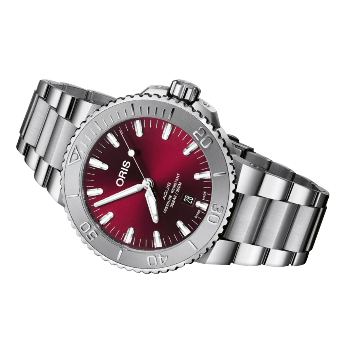 Oris Watches Aquis Date Relief 43.5mm Watch, Cherry Dial
