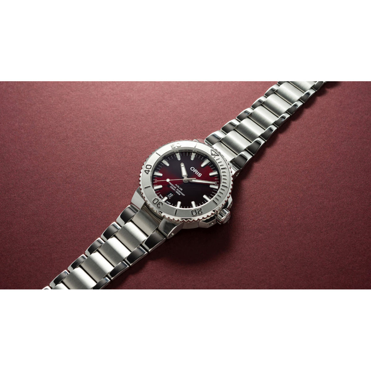 Oris Watches Aquis Date Relief 43.5mm Watch, Cherry Dial