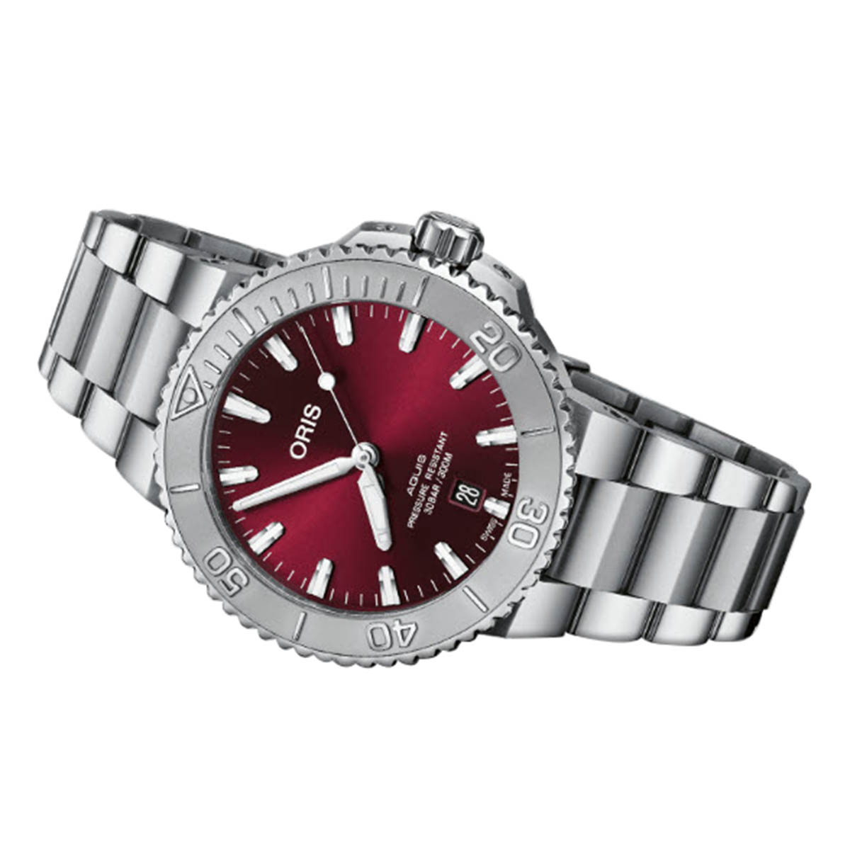 Oris Watches Aquis Date Relief 41.5mm Watch, Cherry Dial