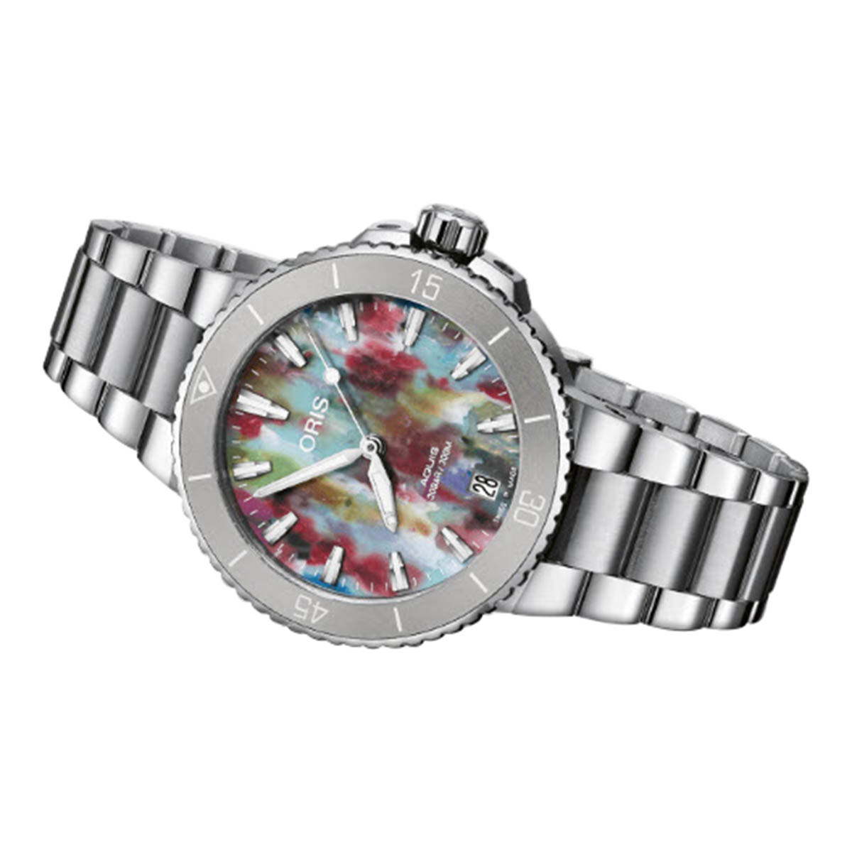 Oris Watches Aquis Date 36.5mm Watch, Multicolor Splatter Dial