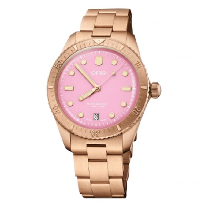 Oris Watches Divers Sixty-Five 38mm Watch, Lipstick Pink Dial