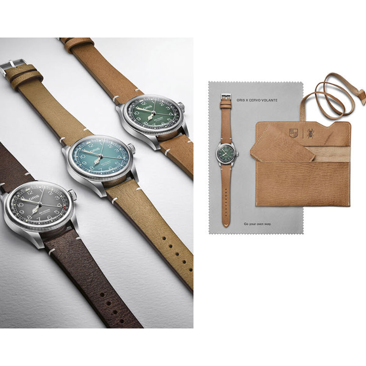 Oris Watches Oris x Cervo Volante Big Crown Pointer Date 38mm watch, Green Gradient Dial