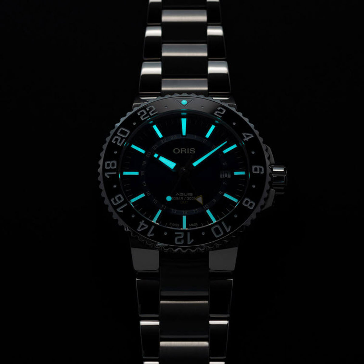 Oris Aquis GMT Date 43.5mm Watch, Navy Blue Dial