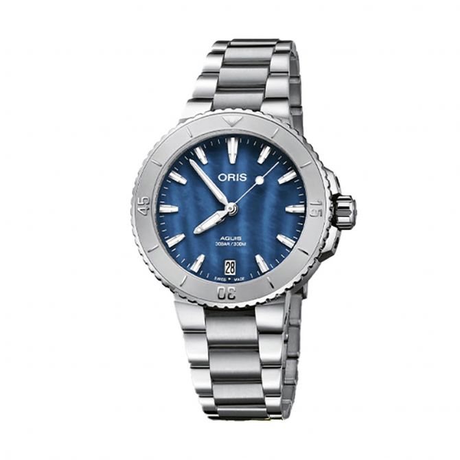 Oris Aquis Date 36.5mm Watch, Blue Mother of Pearl Dial