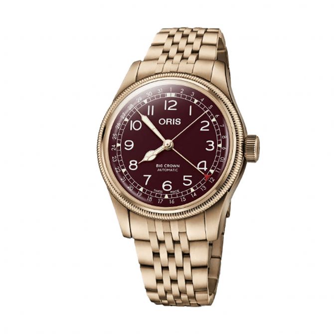 Oris Big Crown Bronze Pointer Date 40mm Watch, Red Dial