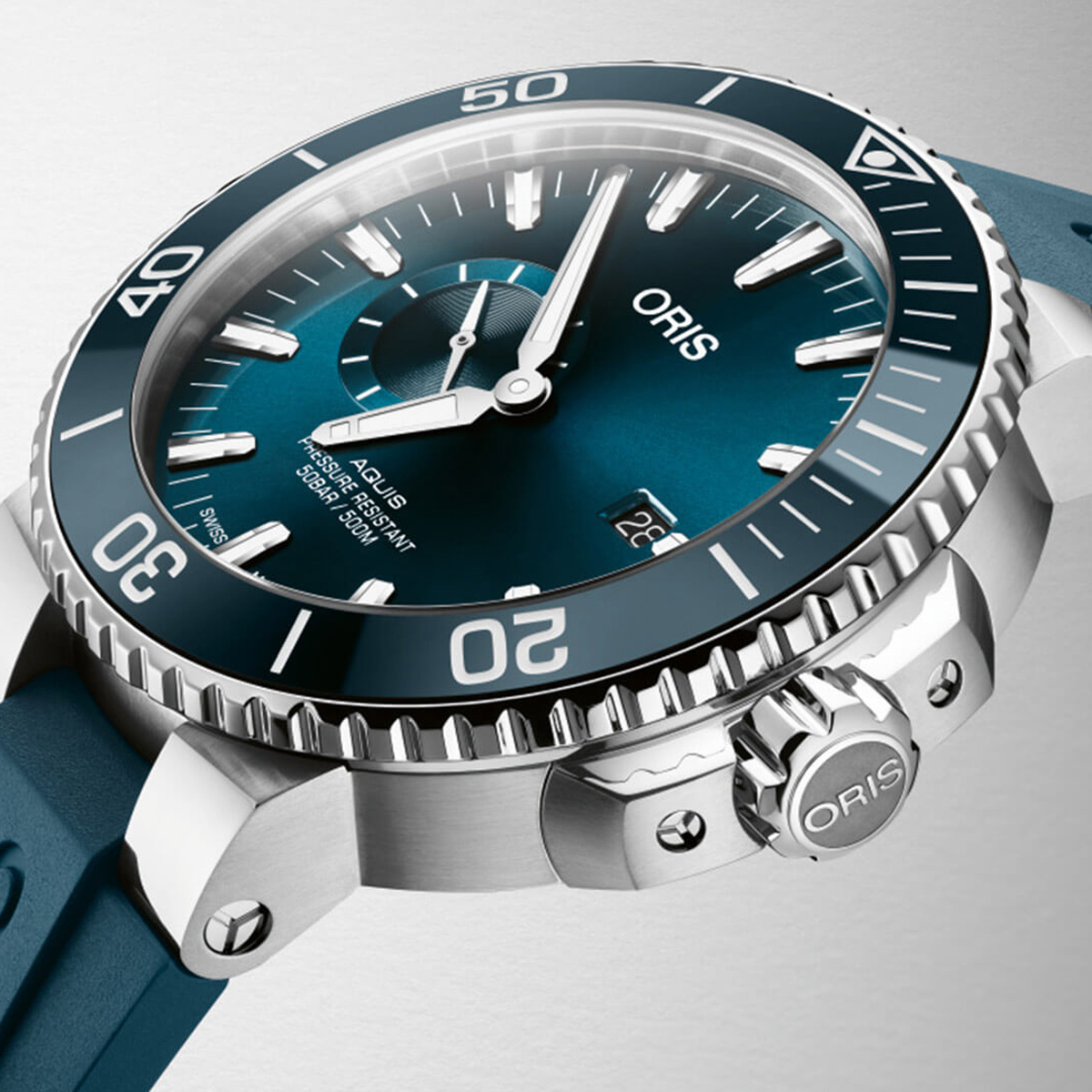 Oris Aquis Small Second Date 45.50mm Watch, Blue Dial