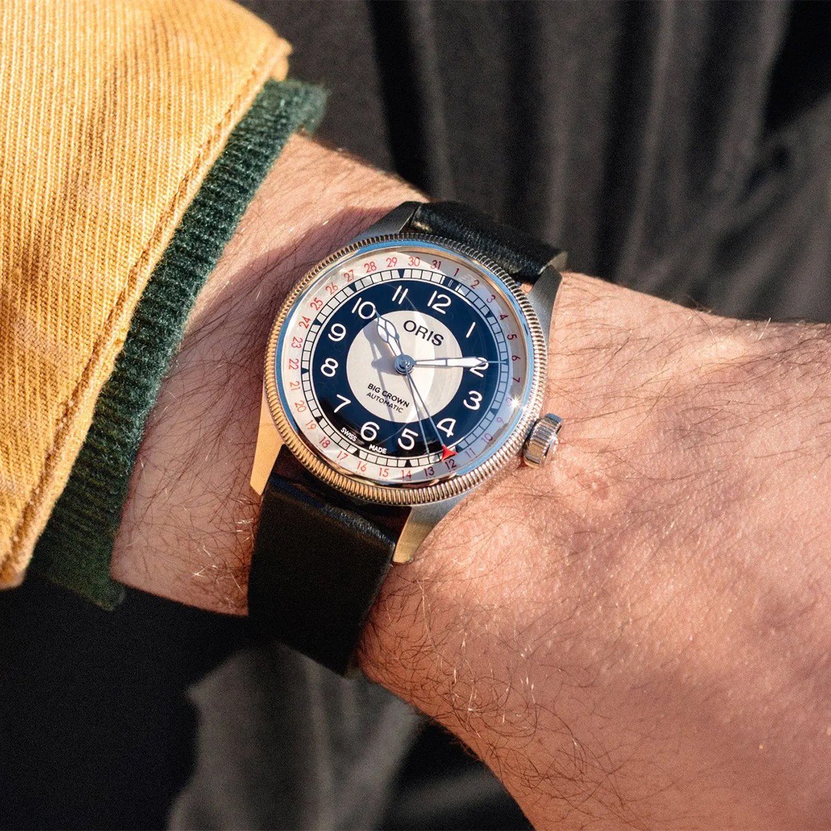 Oris Big Crown Pointer Date Bullseye 38mm Watch, Multicolored Dial