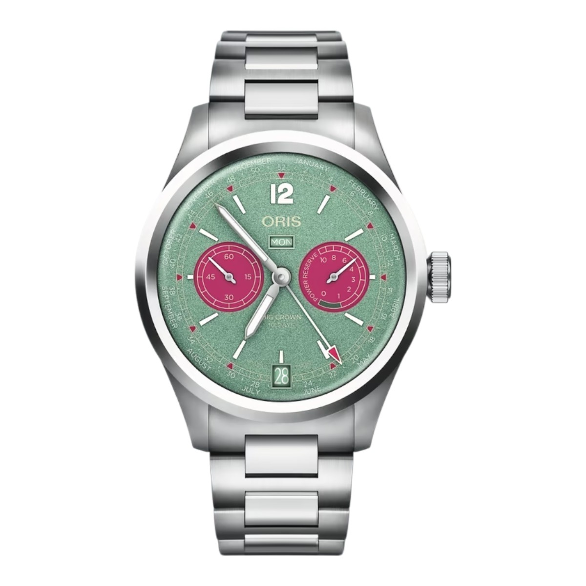 Oris Big Crown Caliber 113 43mm Men's Watch, Green and Pink Dial