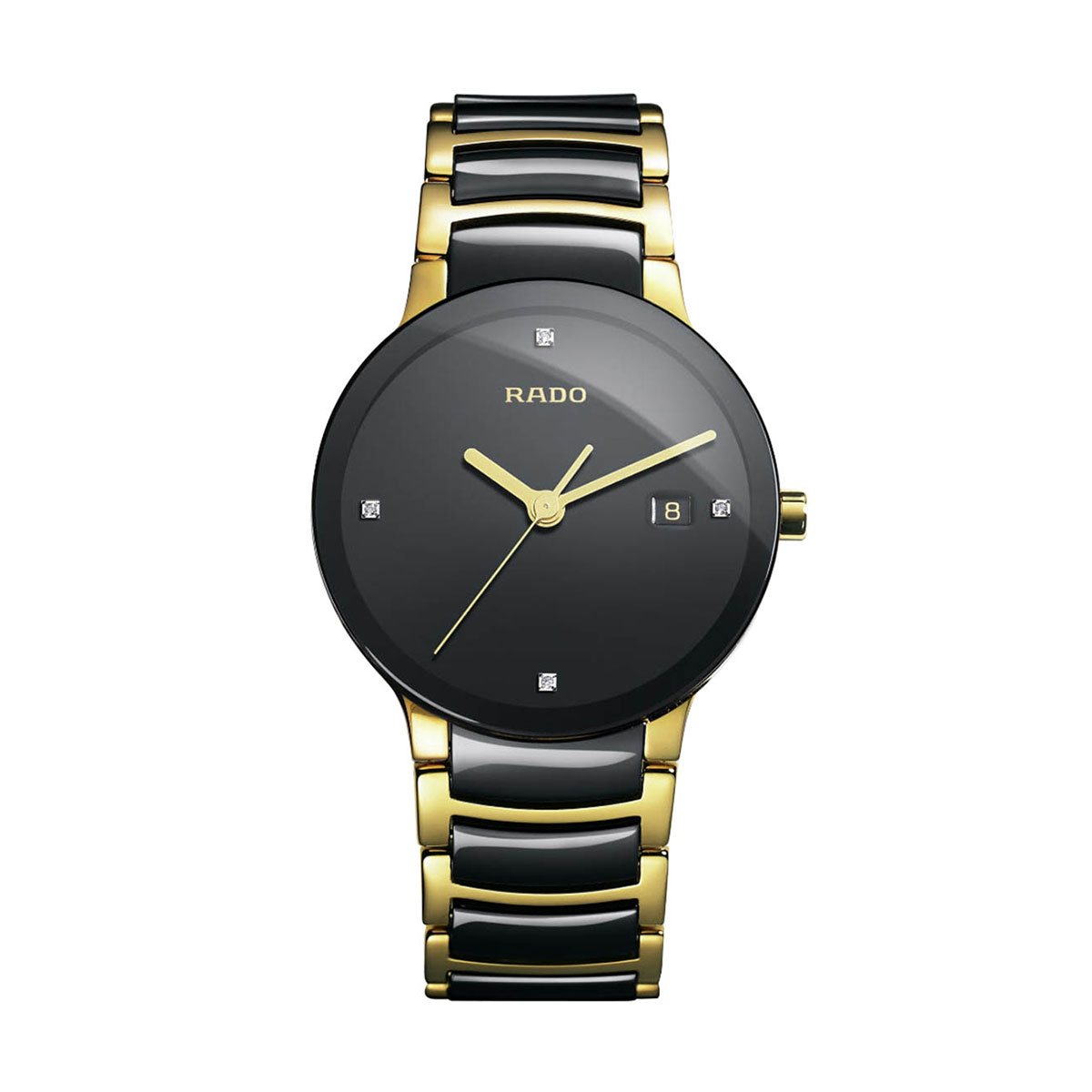 Rado Watches Centrix Diamonds 38mm Men's Watch, Black and Gold Tone Dial