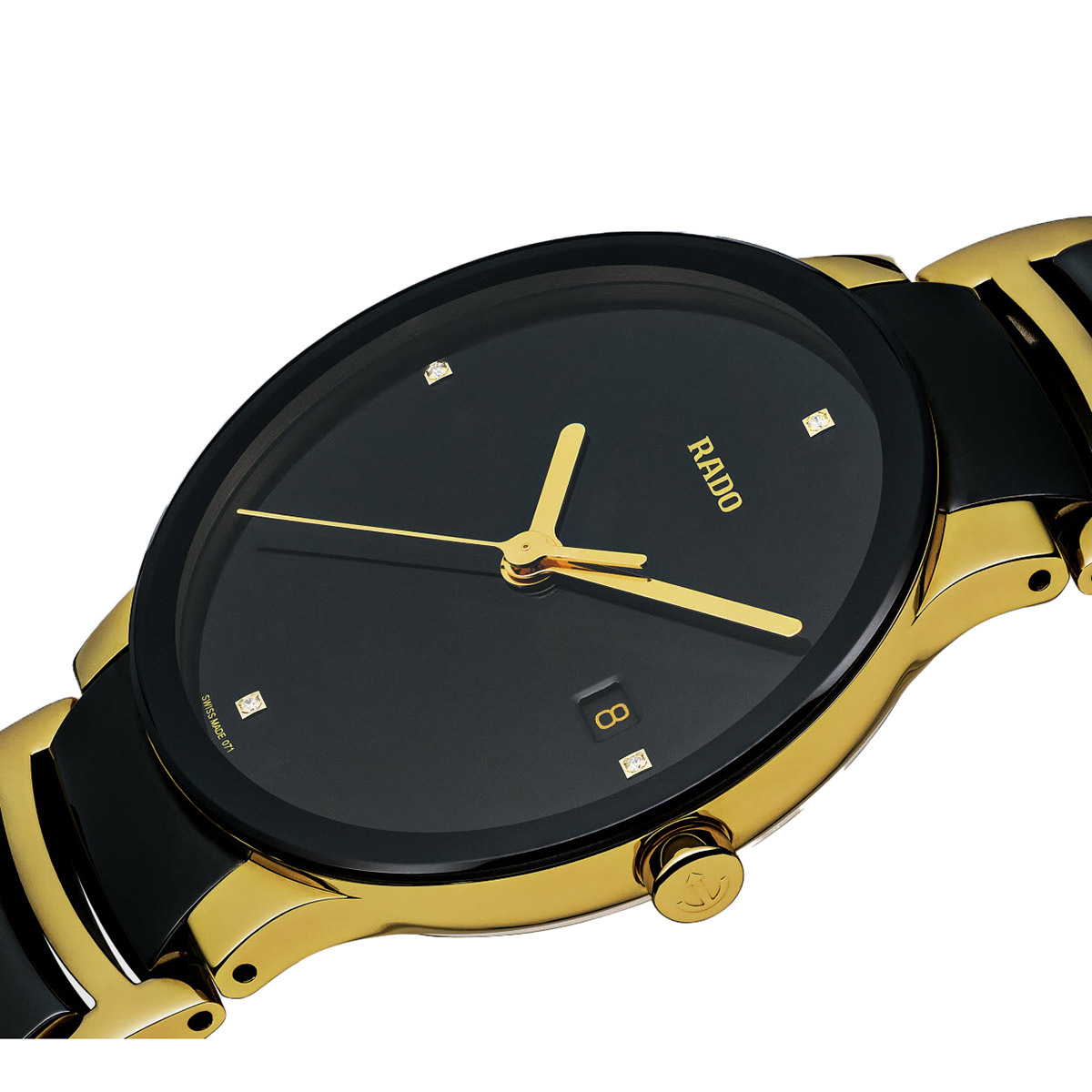 Rado Watches Centrix Diamonds 38mm Men's Watch, Black and Gold Tone Dial
