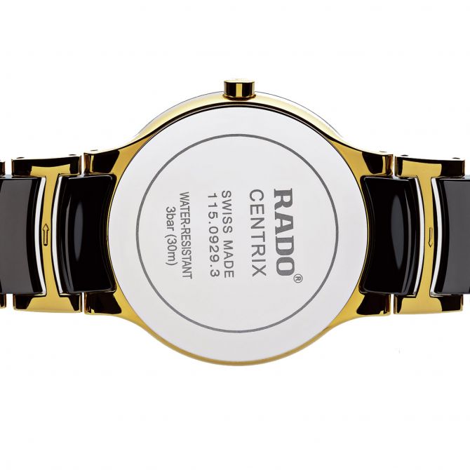 Rado Watches Centrix Diamonds 38mm Men's Watch, Black and Gold
