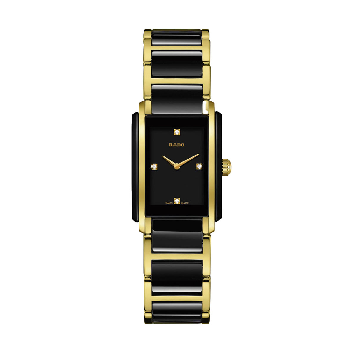 Rado Watches Integral Diamonds 22mm Watch, Black and Gold Tone Dial