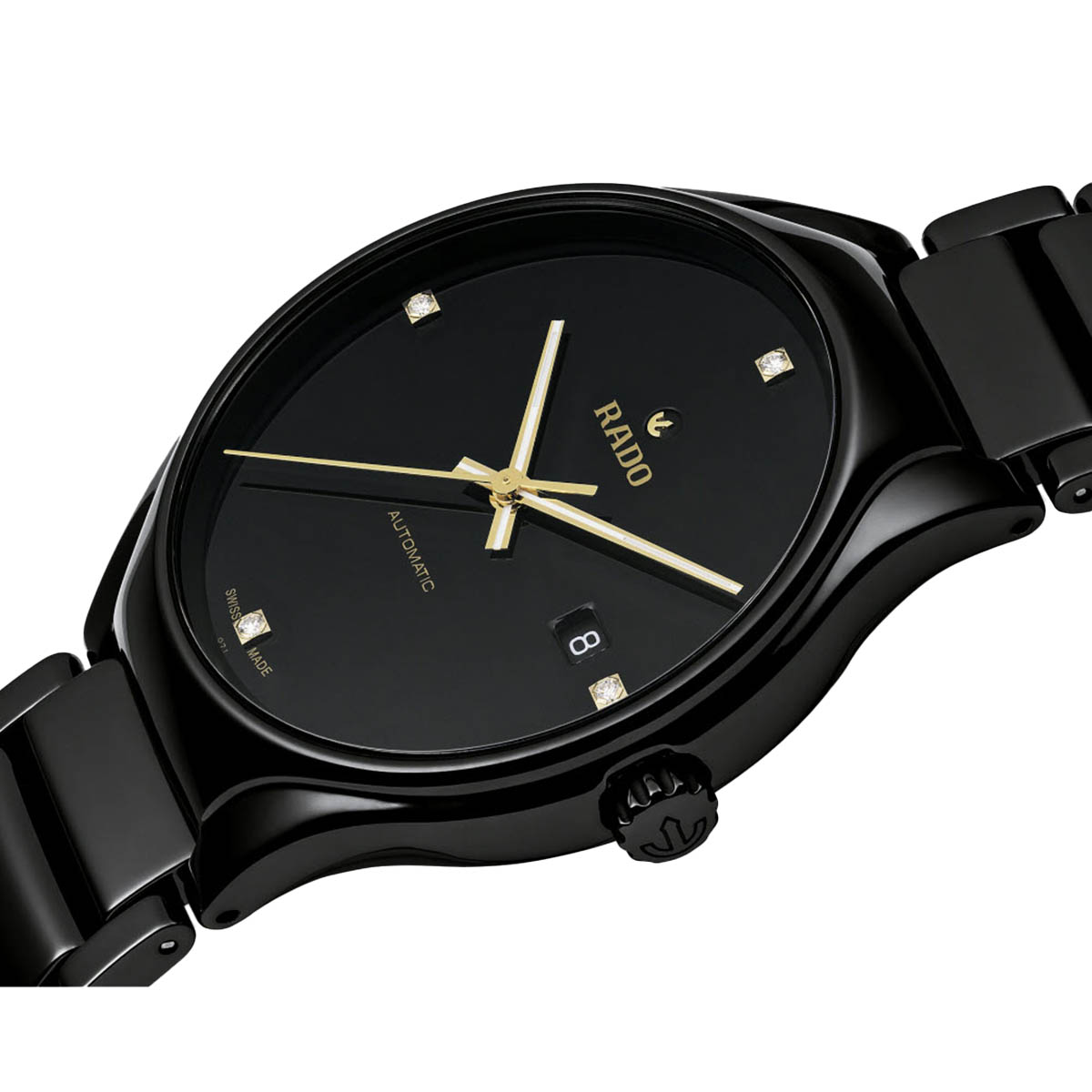 Rado Watches True Automatic Diamonds 40mm Men's Watch, Black Dial