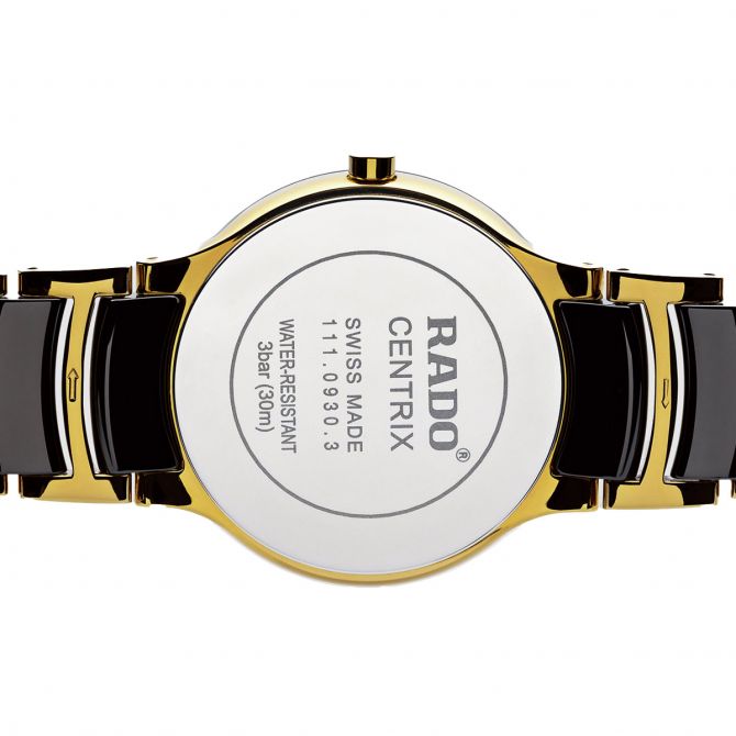 Rado Centrix Diamonds 28mm Women's Watch, Black and Gold Tone Dial