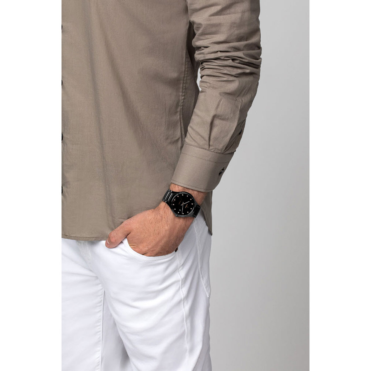 Rado Watches True Automatic Diamonds 40mm Watch, Black and Gold Tone Dial