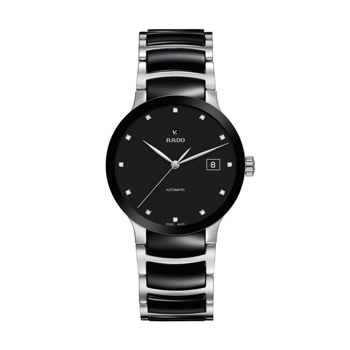 Rado Watches Centrix Automatic Diamonds 38mm Watch, Black Dial