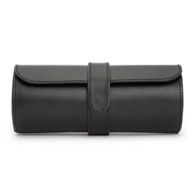 WOLF Blake Watch Roll with Capsule, Black and Grey