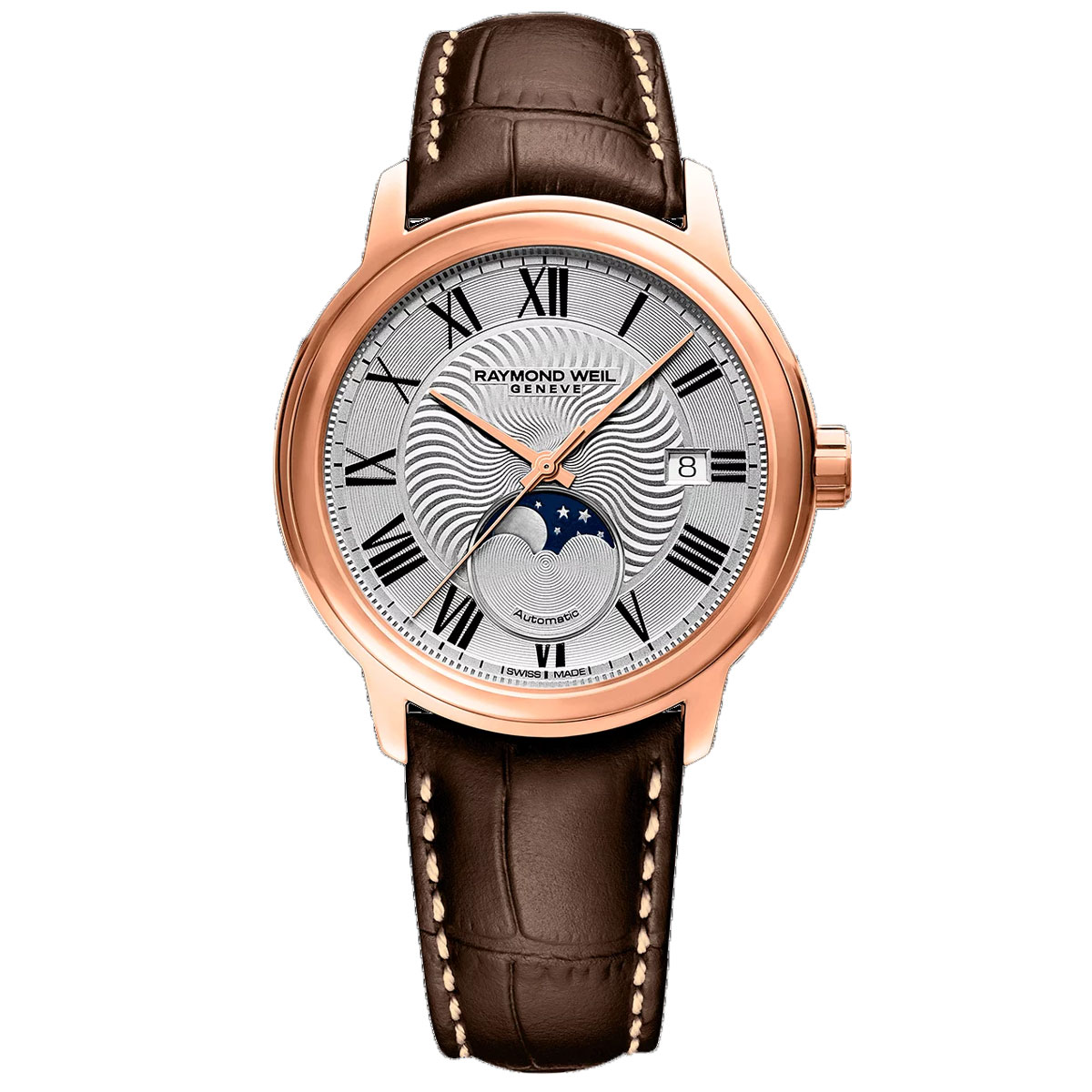 Raymond Weil Maestro Moon Phase Automatic Watch, Rose Gold Dial | 2239 ...
